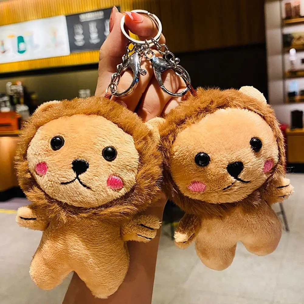 Jouets dessin animé sac à dos pendentif en peluche jouet bagages Animal poupée Lion porte-clés en peluche pendentif Lion en peluche poupée Lion en peluche porte-clés
