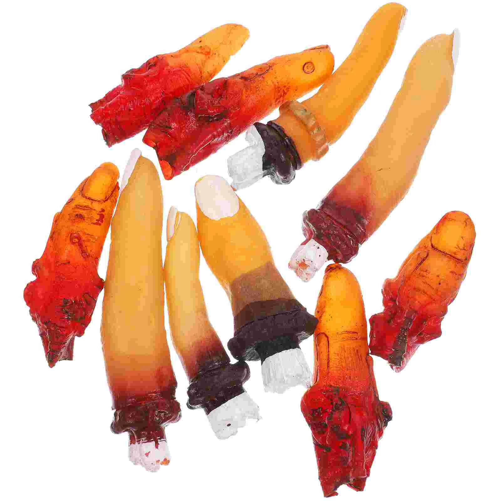 10 Pcs Halloween Simulation Severed Finger Decor Decorate Tricky Hands Props Haunted House Artificial Prank Blood Toy