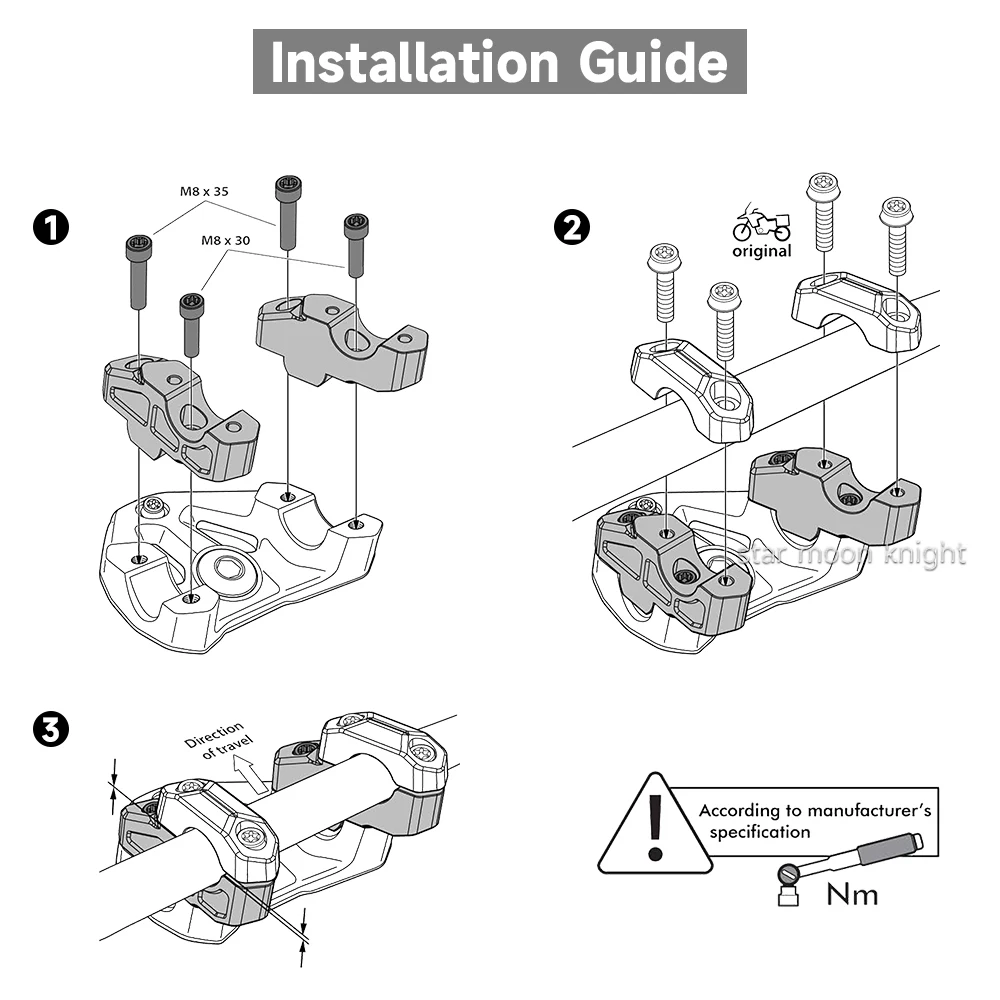 Guiador Riser Clamp, montagem de alumínio CNC reforçada, acessórios modificados para BMW R1300GS, R1300 GS, 2023-2024, novo