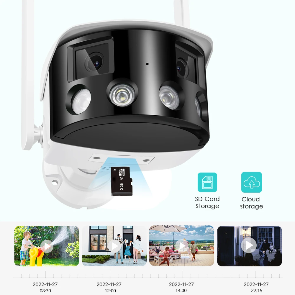 4MP Wireless Bulle ICSEE Camera Outdoor 180 Degree View Color Night Vision AI Human Detection Wireless Security IP IR Camera