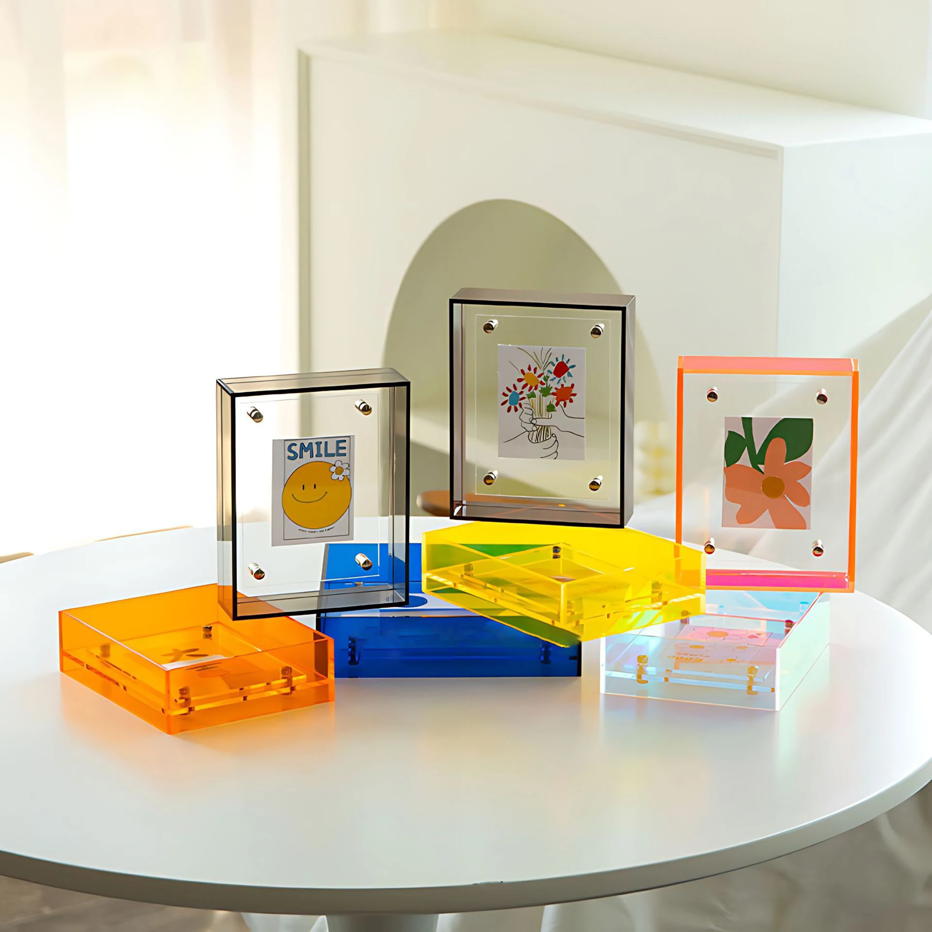 

Translucent Acrylic Floating Photo Frame, Colorful Wall Decoration Picture Frame, Wedding Photo Display Frame, 14 Colours