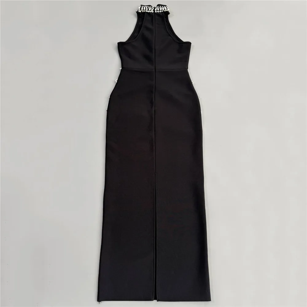 Recién llegado, vestido Sexy de mujer con hombros descubiertos, cadena de cristal brillante, vestido ceñido largo, vestido elegante de fiesta de noche y regreso a casa