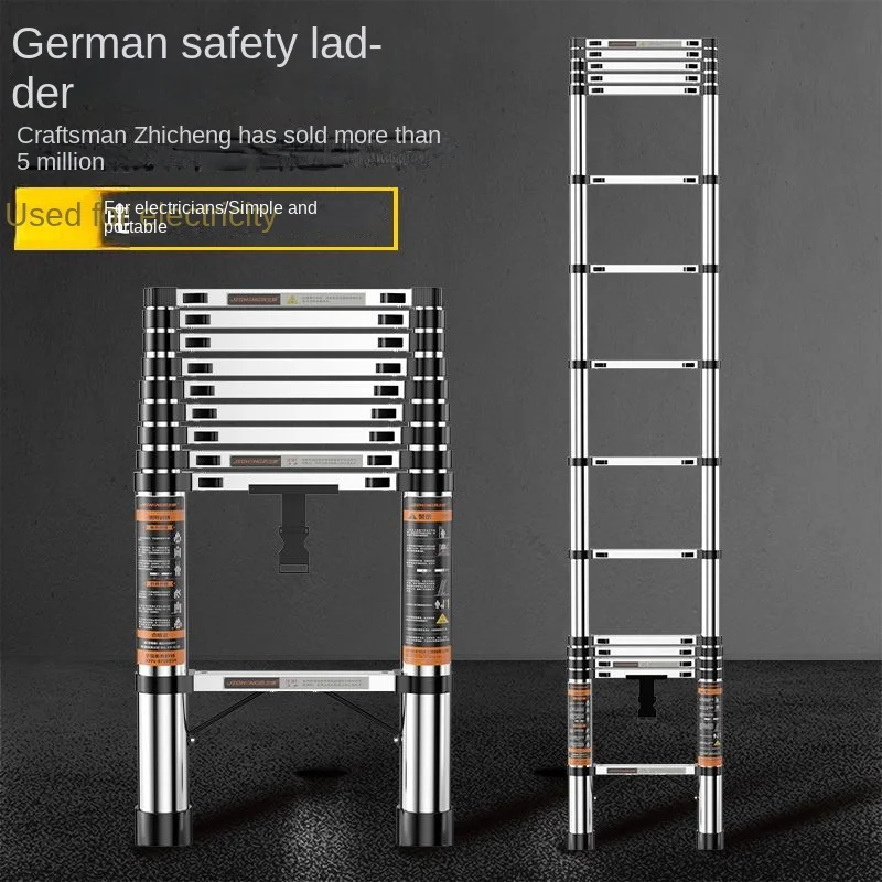 

Power Tool 4.3M 4.7M Household Folding Herringbone Ladder Thickened Portable Vertical Ladder Outdoor Telescopic Ladder