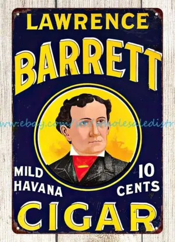 Lawrence Barrett Cigar metal tin sign bedroom furnishing ideas