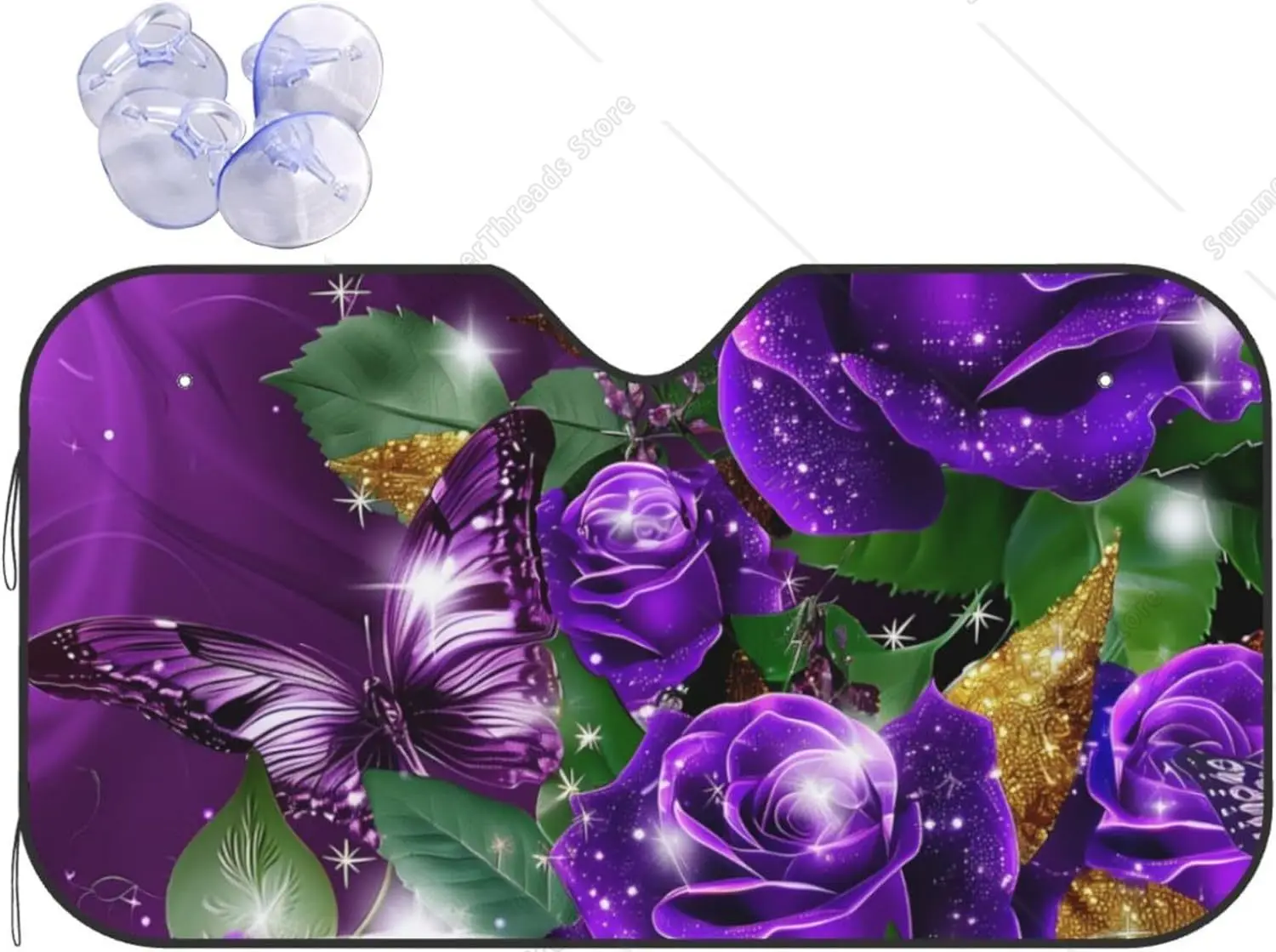 

Розово-фиолетовое лобовое стекло с бабочкой Sunsha для автомобиля, внедорожника, грузовика, складной отражатель с УФ-лучей, переднее окно, солнцезащитный козырек, козырек