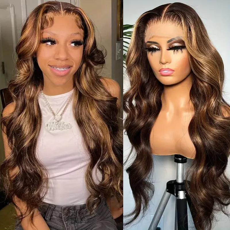 Highlight Wig Body Wave Human Hair Wigs Brazilian Hair 13x6 Hd Lace Frontal Wig For Women Blonde Hair Wig Ready To Wear