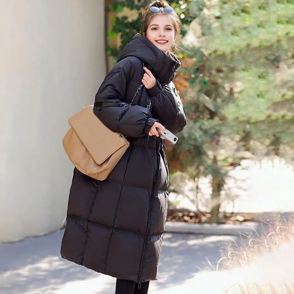 

2025 Autumn Winter Puffer Jacket Women Outerwear Down Cotton Padded Trench Coat Hooded Collar Long Parkas Female Cotton Jacket