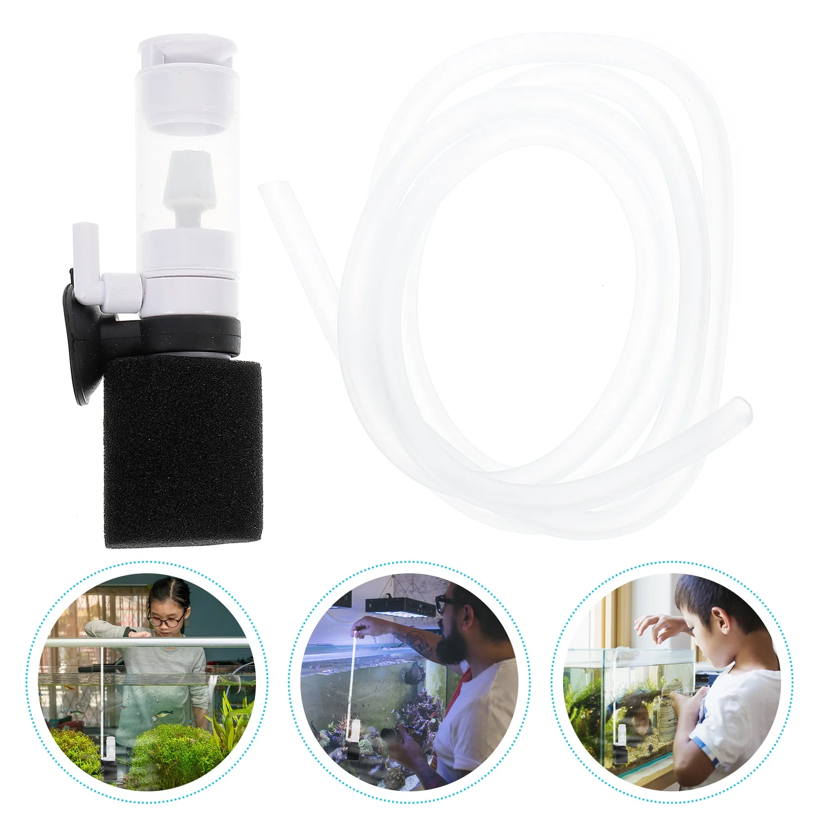 

Mini Aquarium Filter for Small Fish Tank Shrimp Tank Round Aquarium Ultra-Quiet Pneumatic Submersible Oxygen Pump with Aeration
