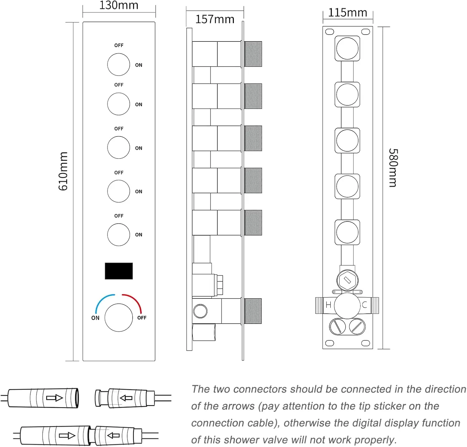 Set doccia con display digitale della temperatura con doppia soffione doccia Set di rubinetti per doccia montati a soffitto da 16 x 26 pollici per bagno