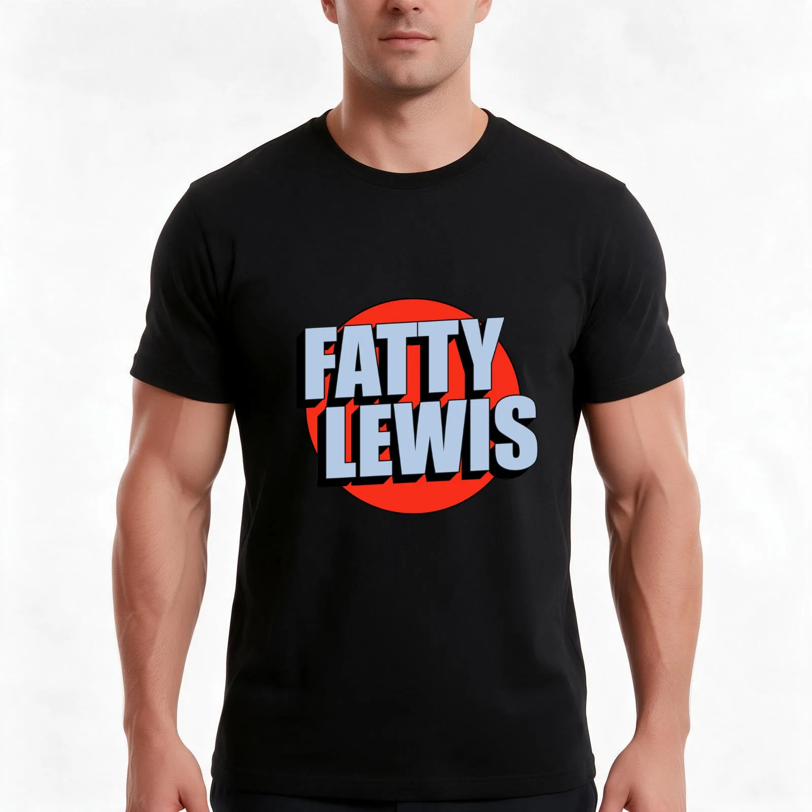 Fatty Lewis T-Shirt, Summer Casual Cotton Tee, Oversized Streetwear Tops, Vintage Graphic Print, Loose Fit Short Sleeve