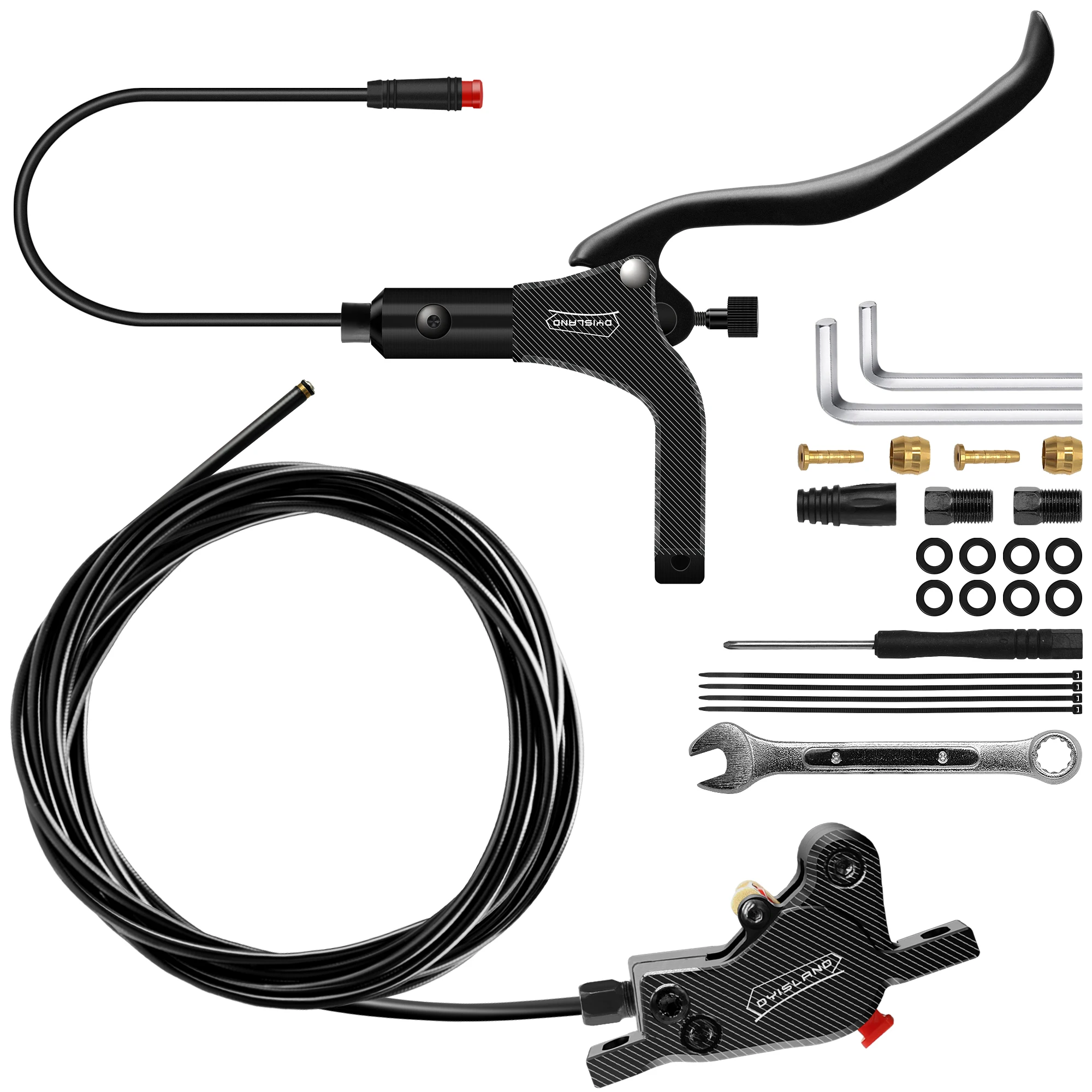 DYISLAND 2-Kolben Elektrofahrrad Hydraulische Scheibenbremse 2PIN Stromunterbrechungsfunktion E-Bike-Bremse CNC-Fertigungsprozess Aluminiumlegierungsbremse