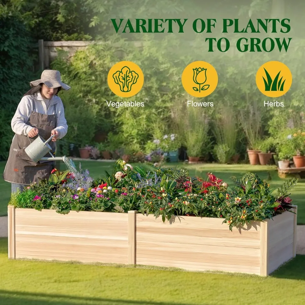 Boîte de jardinière durable de 15 pouces de profondeur pour légumes, herbes et fleurs, idéale pour l'extérieur