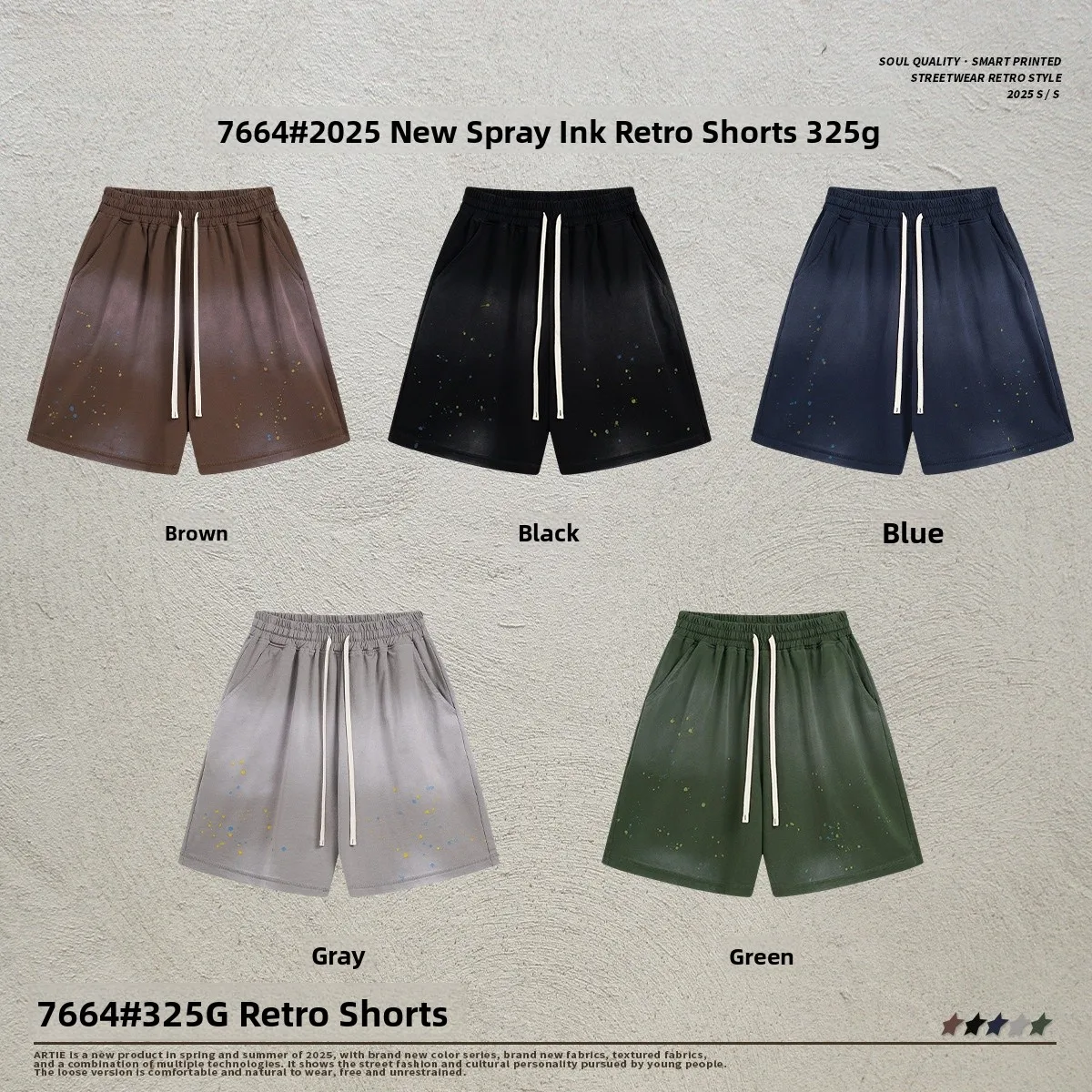 

Artie Master Spring Summer Loose Fit Color Splatter Dot Vintage ort orts Casual Youthful Sle Artiemaster Brand