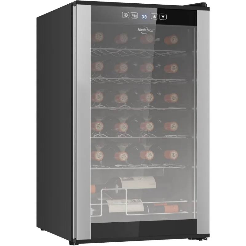 24 Bottle Wine Cooler Refrigerator Compressor Wine Fridge Black Freestanding Wine Cellar with UV-Blocking Glass for Red White