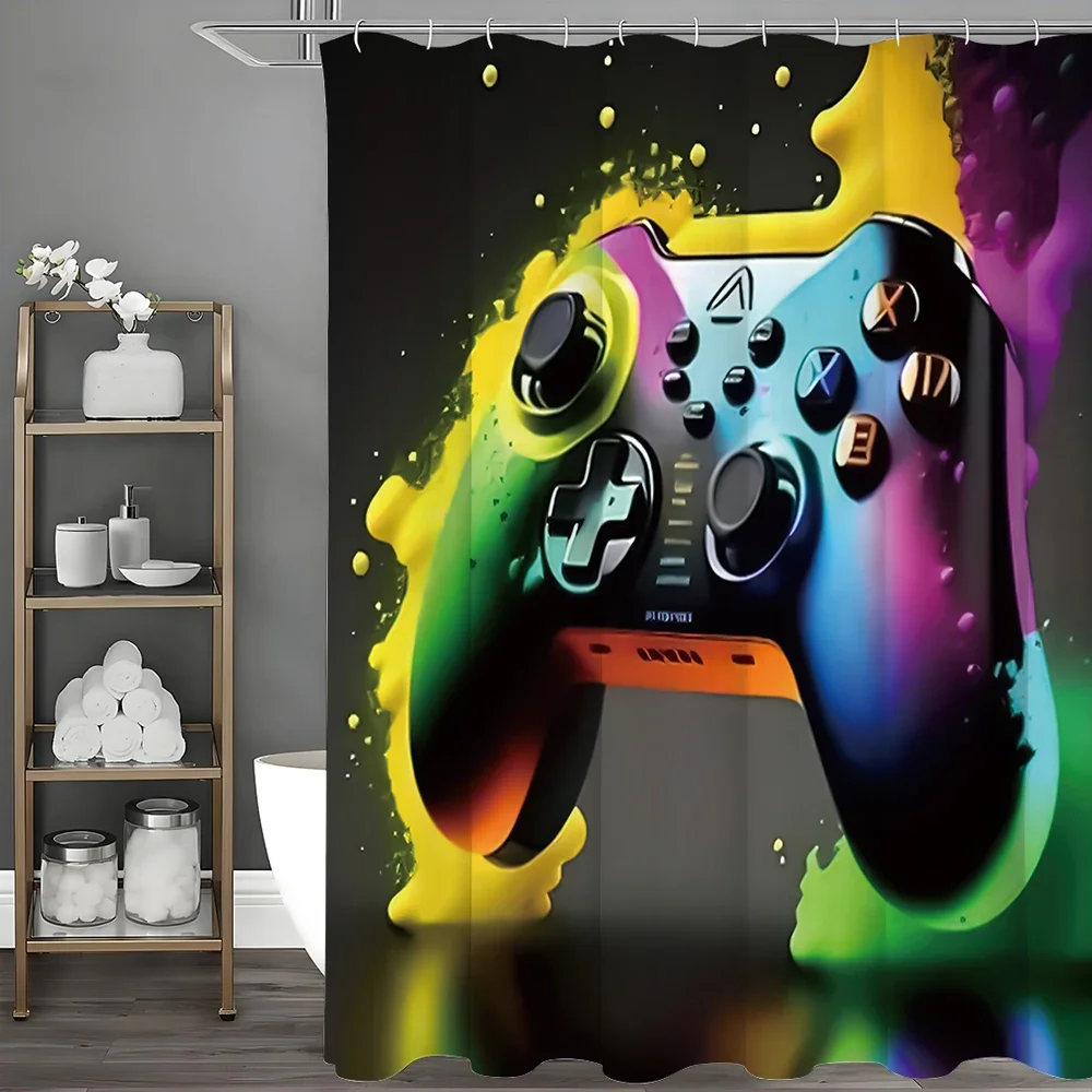 

Cool Gamer Shower Curtain, Bathroom Decorative Shower Curtain, Waterproof Shower Curtain with Hooks