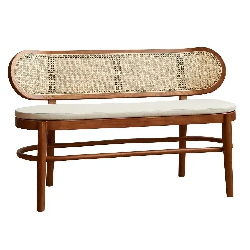

Nordic style solid wood rattan back sofa chair
