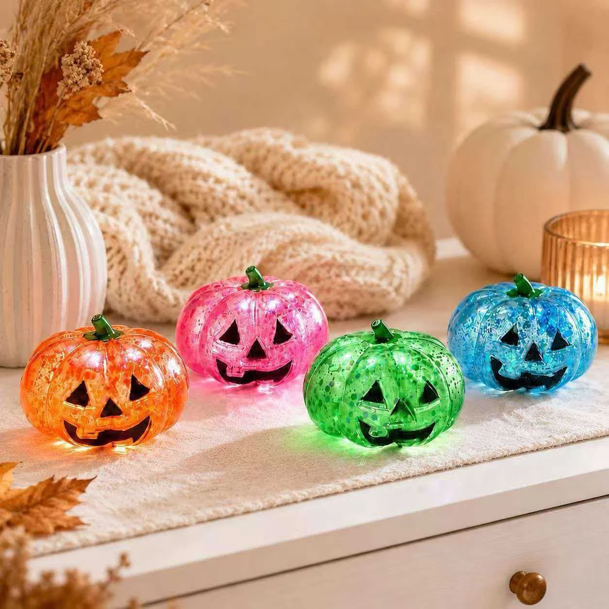 Simulation Pumpkin Head Squishy Elastic Office Decompression Toy Decorative ornaments with Beads Sparkles Soft Pinch Relax Gift