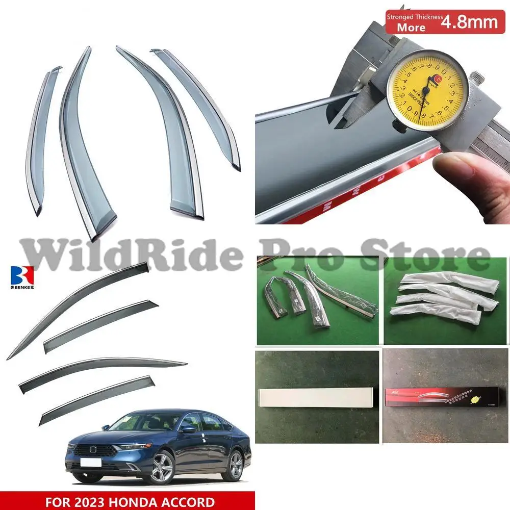 1 set For Honda Accord 2023 injection molded window vent visor rain deflector sunshade windscreen for car