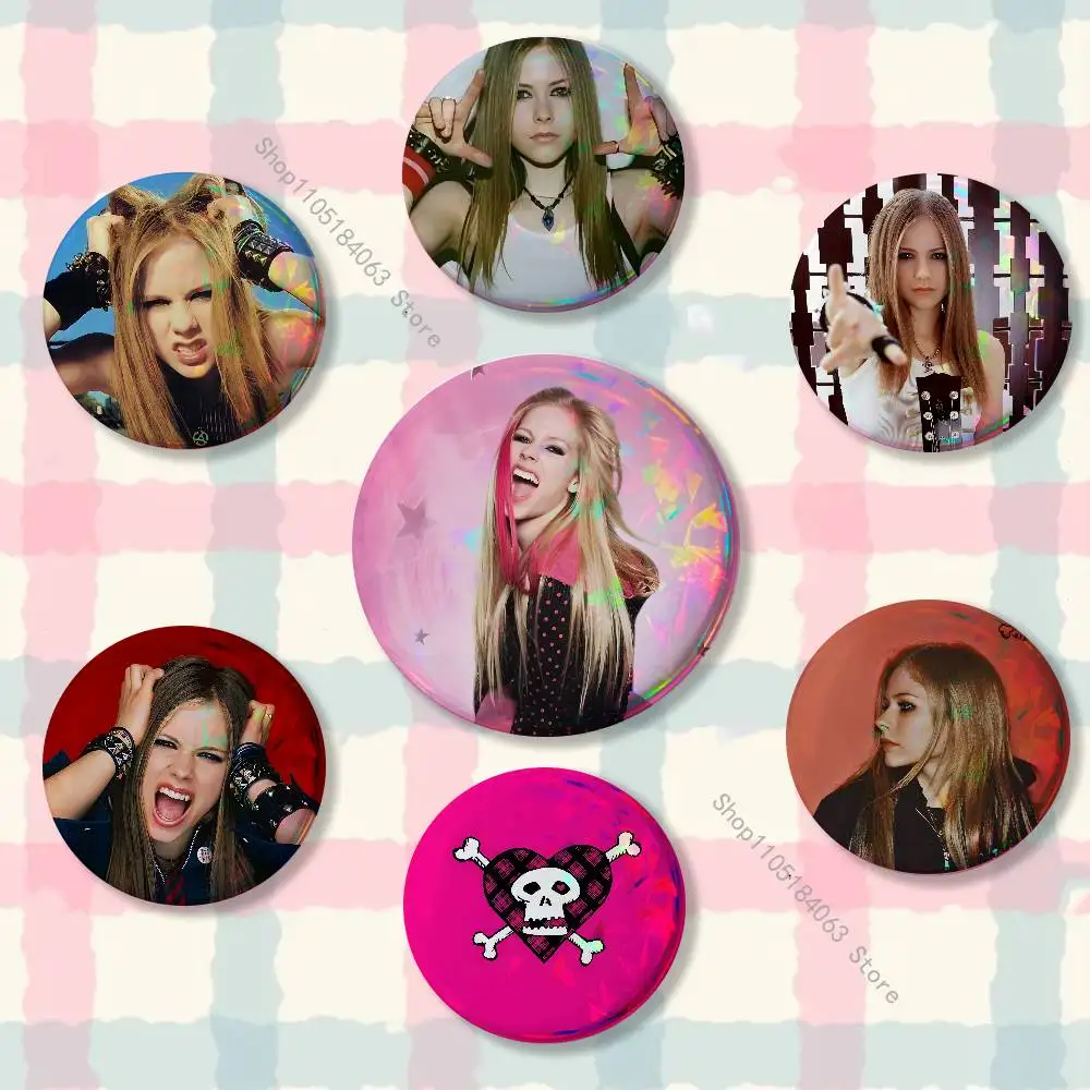 

A-Avril Punk L-Lavigne Badges Button Round Creative Pin Brooch Badge Bag Decor Fans Collect Friends Gifts