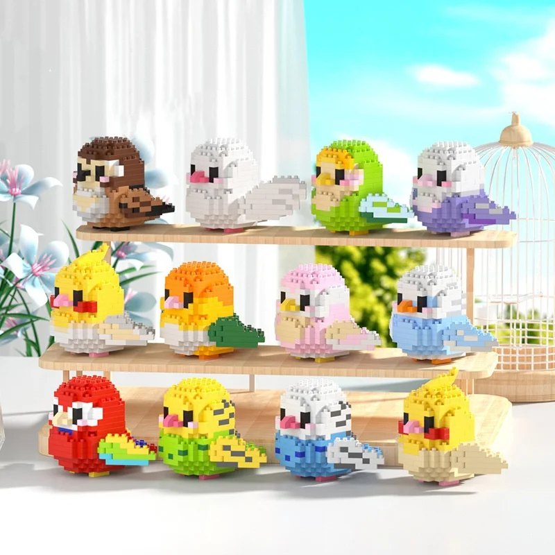 

Мой птица серии строительные блоки модель мультфильм милые попугаи горобные животные сборные кирпичи украшение дома игрушка в подарок для девочки