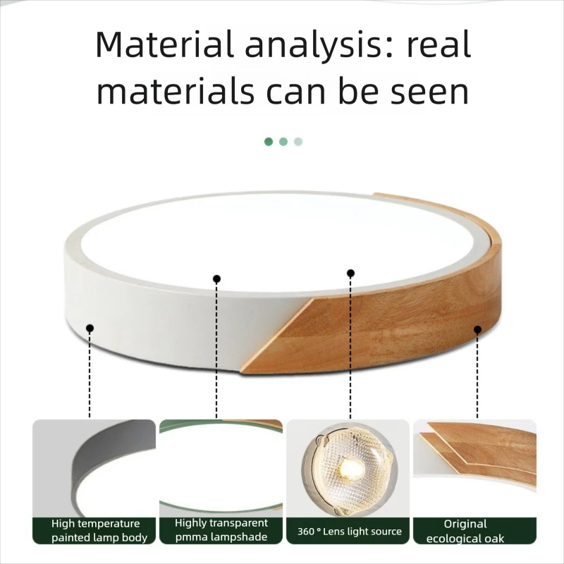 الشمال LED ضوء السقف خشبية معكرون مصباح السقف الدائري الحديثة بسيطة غرفة نوم شرفة دراسة إضاءة ديكوريّة المنزل #5