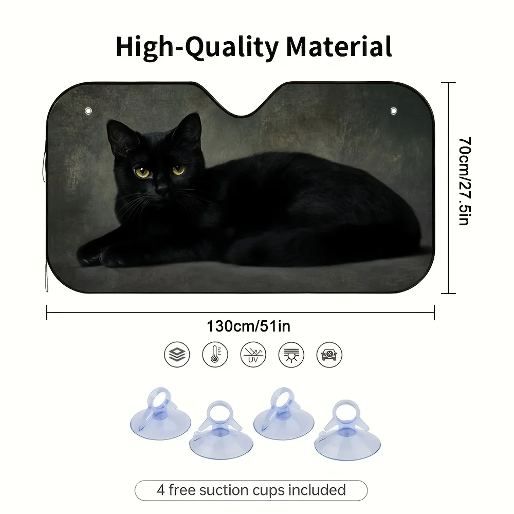 1pc Black Cat Car Sun Visor - UV Protection & Glare Reduction, Fit For Daily Driving & Weekend Trips, Stylish Cat Design For All
