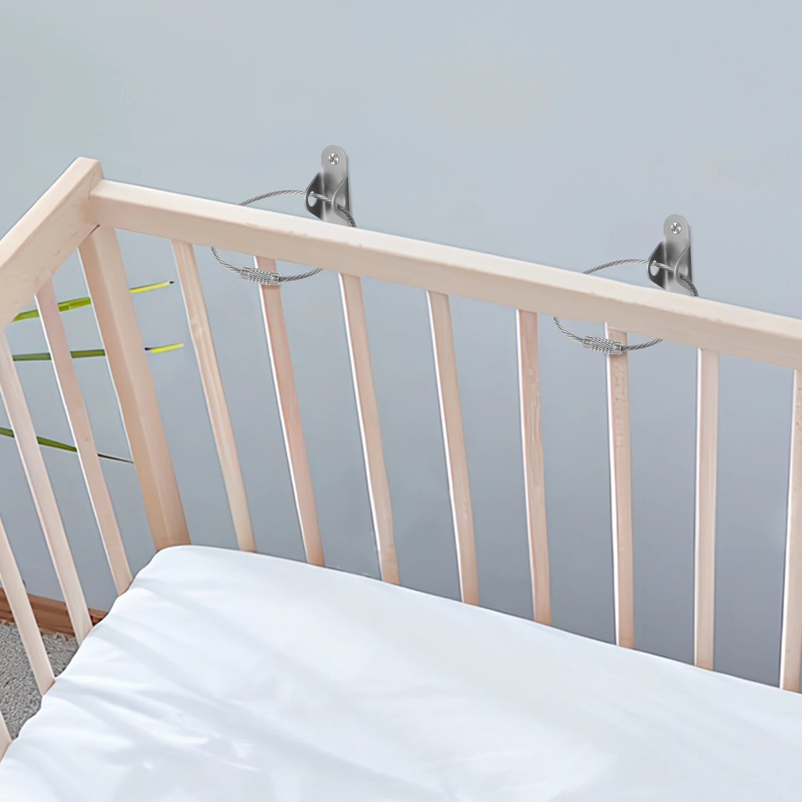 

6 Sets Anti Tip Furniture Anchors Silver Straps Child Safety Stabilizer Anti Fall Bookshelf Strap Wall Mount Earthquake Proof