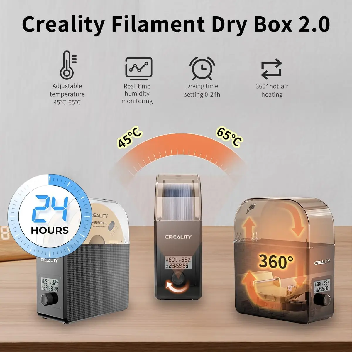 Creality Filament Dryer 2.0 for 3D Printer Filament Compatible with 1.75 2.85 3D Filament Temperature Adjustable Dry Box