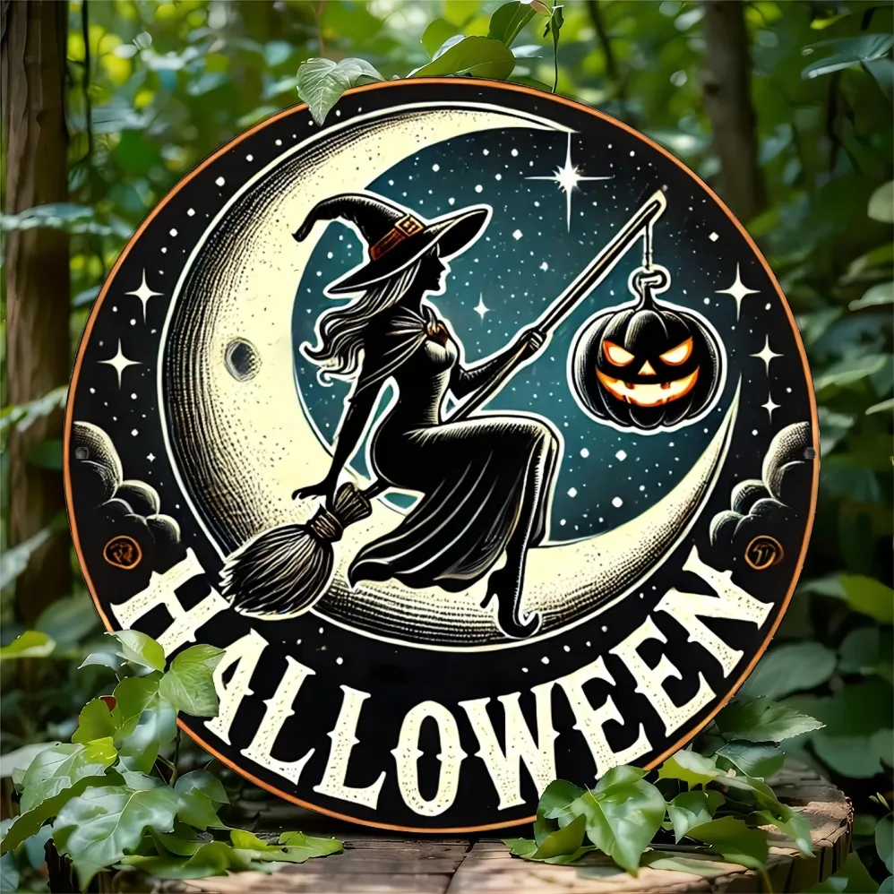 

Witch Foil Engraving Round Sign-Vintage Holiday Party 2D Wall Decor,Garden & Yard Embellishment, Festive Celebration Decor Inch