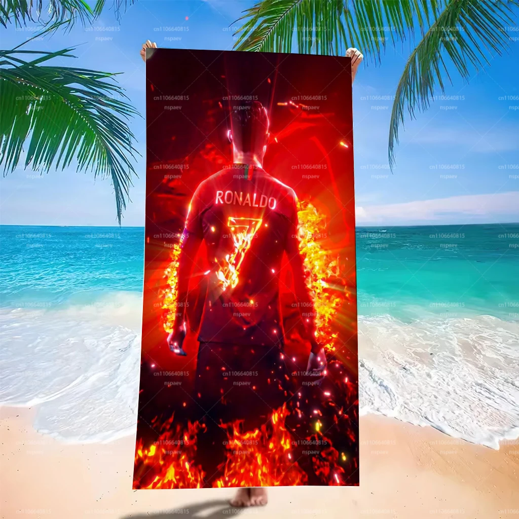 Ronaldo Beach Towel, Red Fire Jersey Quick Dry Polyester Swimming Bath Towel