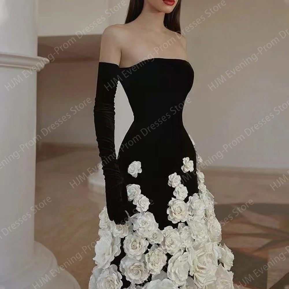 Elegante 3d Blumen lange Abendkleider für Frauen träger lose boden lange Abschluss ball Party Hochzeit Sonder veranstaltungen Gala kleid 2024