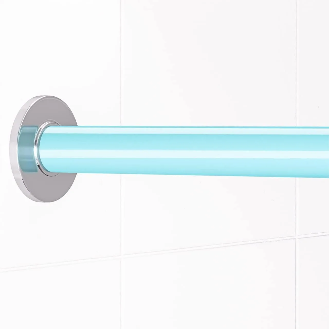 

Plastic Shower Rod Cover 58 Inch (2 Covers) Smooth Glide Rust Cover Bathroom Decor Upgrade Easy Slip On Sky Blue