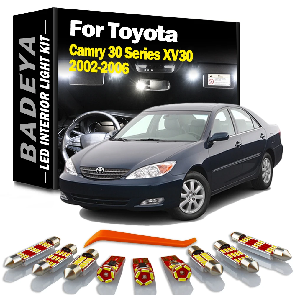 BADEYA 15Pcs LED Interior Reading Light Kit For Toyota Camry 30 Series XV30 2002 2003 2004 2005 2006 Vanity Mirror Plate Bulb