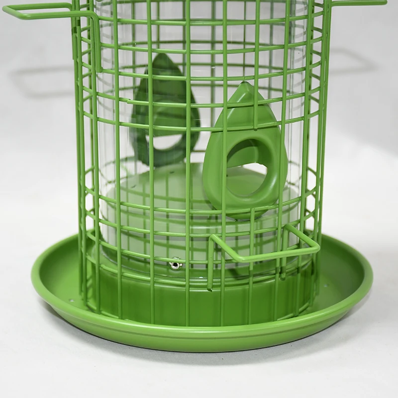 Outdoor Garden Backyard Hanging Decoration Metal Wire Cage Squirrel Proof wild Bird Feeder With Four Feeding Ports