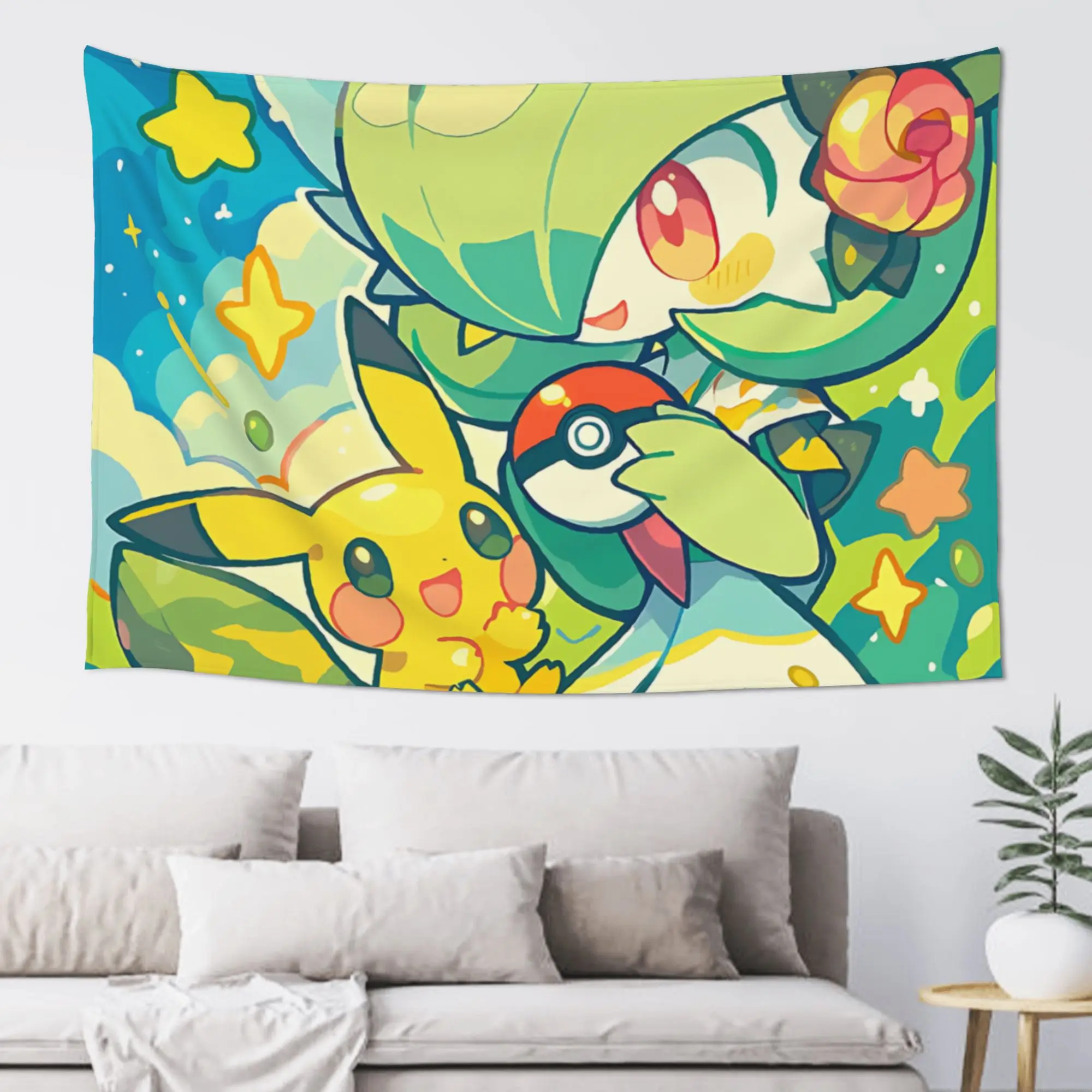 Customized Anime Pokemons Cutecore Tapestry  Wall Hanging Blanket Tapestry Home Decor Items Wall Decorations