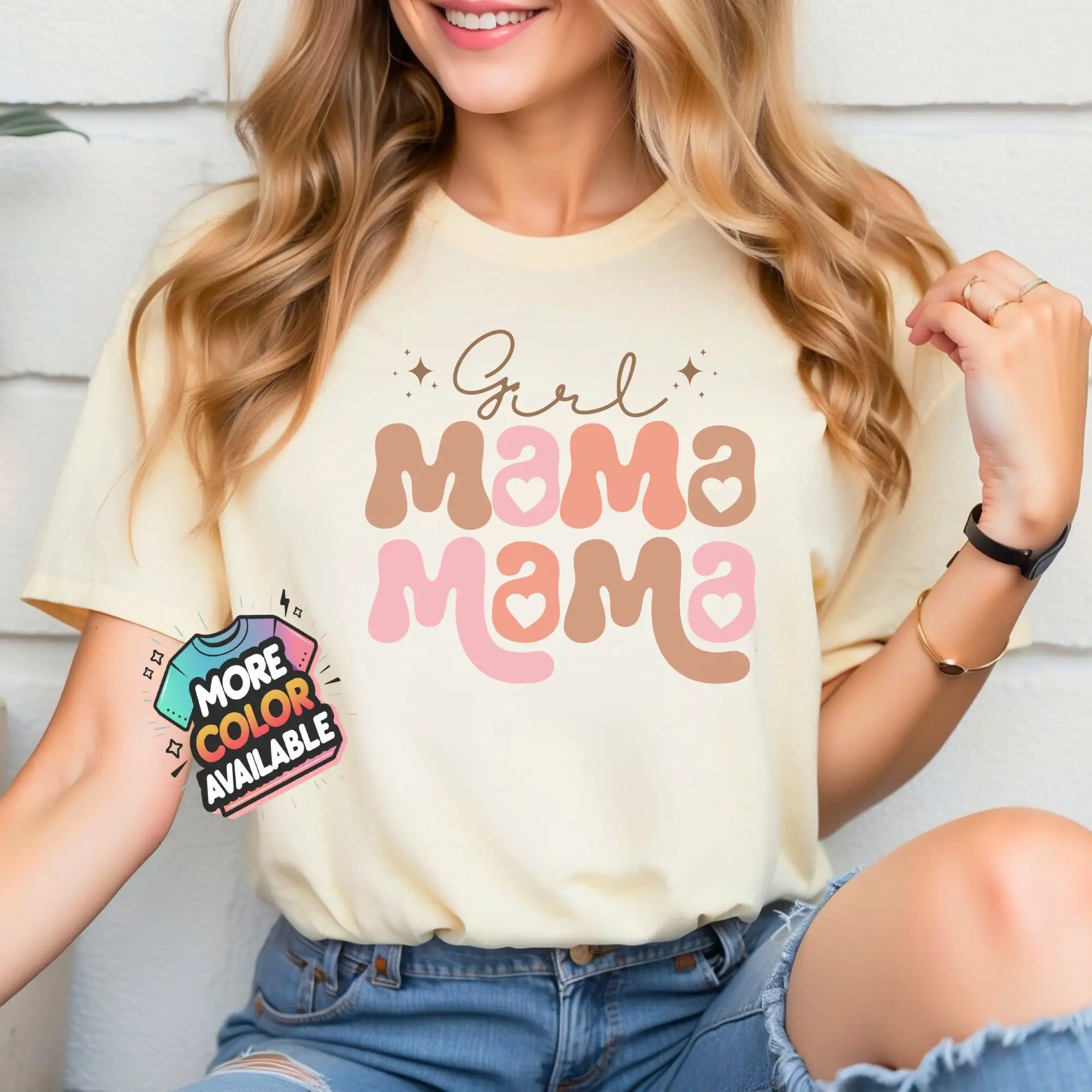 Girl Mama T Shirt Pink And Brown Motherhood Stylish Mom Life Casual Wear