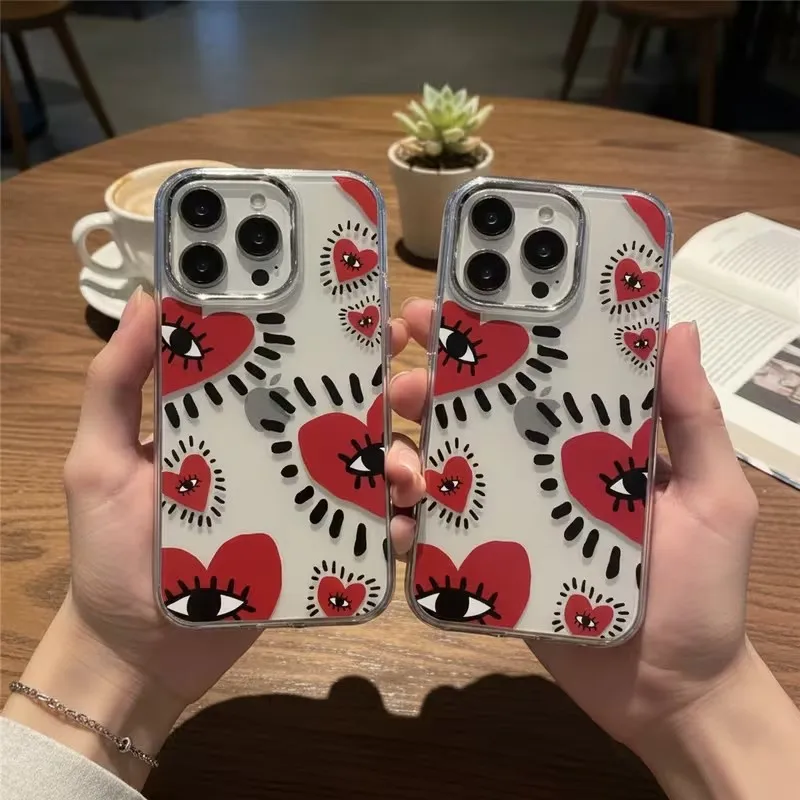 Heart Phone Case for Samsung Galaxy A57 A56 A36 A26 A06 A55 A35 A16 A54 A34 A25 A24 A15 A14 A05S A05 A73 A53 A33 4G 5G Eye Frame