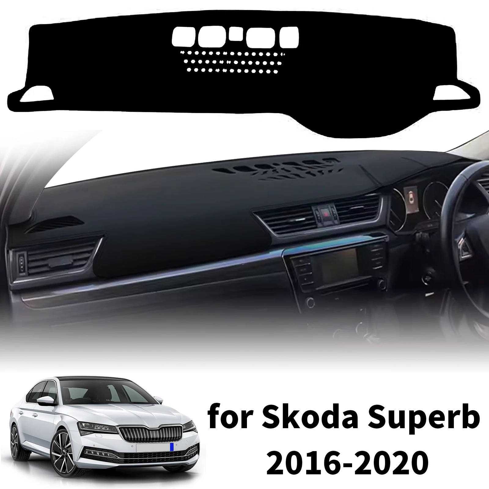 シュコダ-スーパーブ-mk3-2016-2017-2020-車のダッシュボードカバー-サンシェード-ノンスリッププロテクター-ダッシュマット-インテリア装飾パッド-アクセサリー
