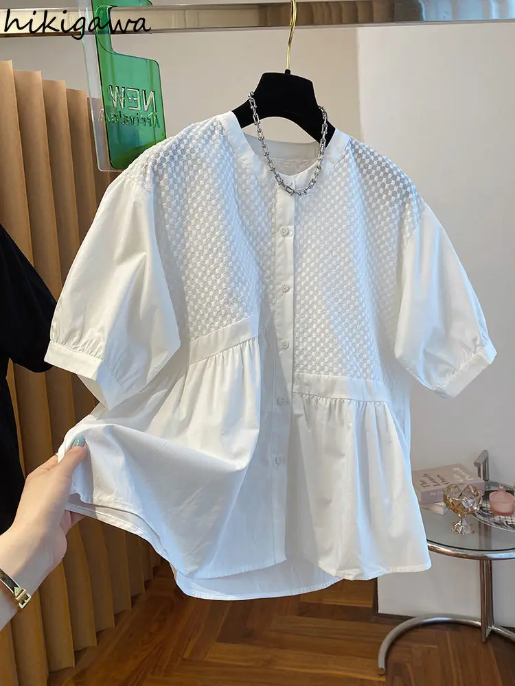 2024 Blusas Mujer De Moda Summer Shirts for Women O-neck Korean Blouses Chic Vintage Loose Tops Fashion White Oversized Blouse