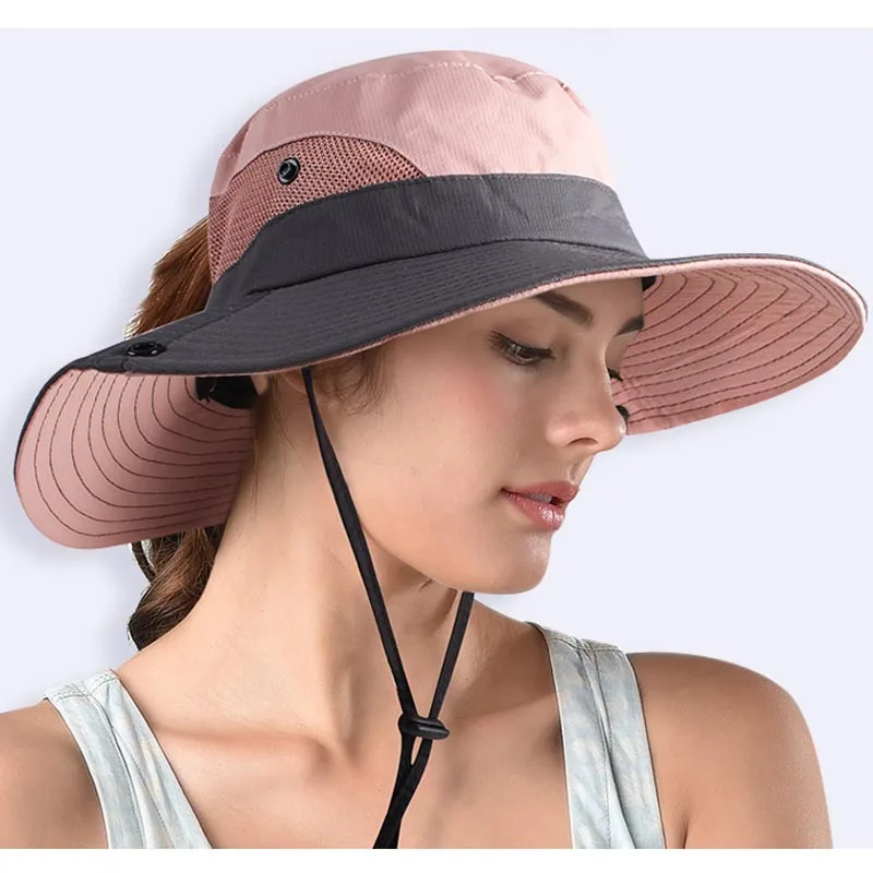 

Sun Hats for Children Women Summer Hat Wide Brim UV UPF Protection Ponytail Outdoor Fishing Hiking Hat for Female 2023