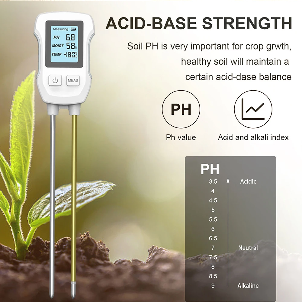 3 IN 1 Soil PH Meter Sunlight PH Tester Garden Flowers Moisture Sensor Plants Acidity Humidity PH Meter Tool with backlight