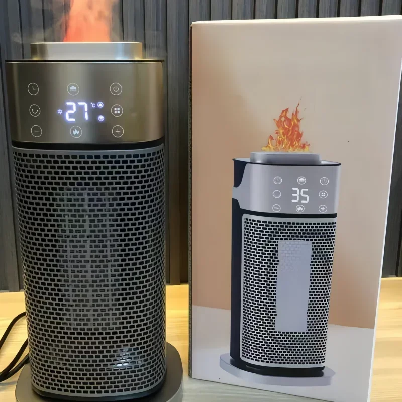 따뜻한 공기 송풍기새로운 따뜻한 공기 송풍기 3D 불꽃 가습 히터 수직 흔들리는 머리 원격 제어 빠른 가열 PTC 전기 H