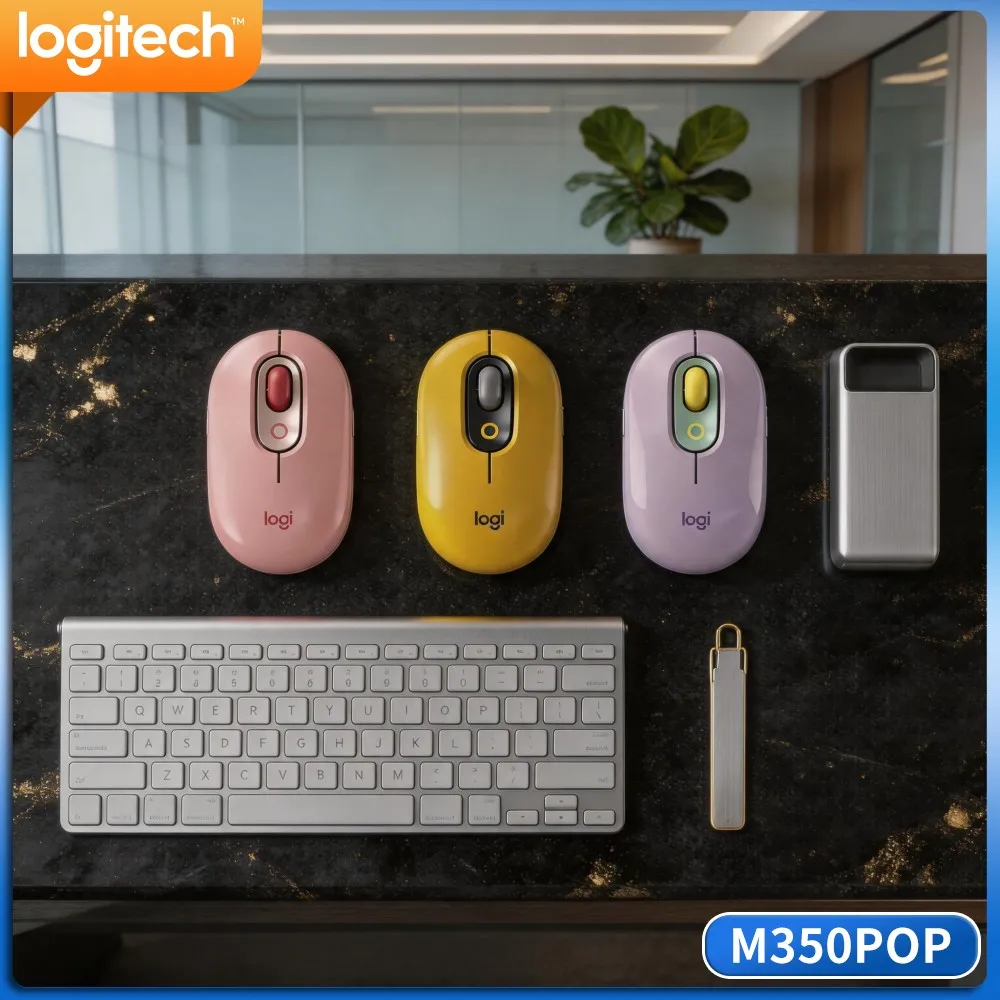 Logitech M350 POP Slim Pebble Mouse USB Nano Receiver Magnetic Storage High Tracking Accuracy For Field Journalists