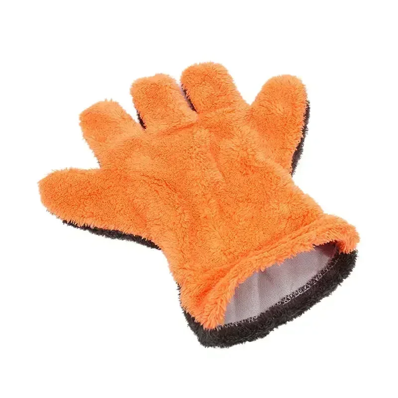 1/2pcs Double-Sided Coral Fleece Car Cleaning Gloves Cratch-Free Wash Mitts Five-Finger Design For Car Glass Wheels Cleaning view 6