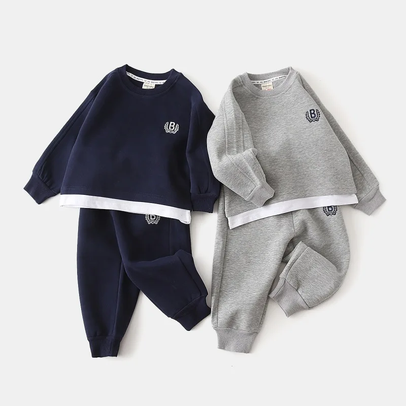 1182 Children Clothing Set 2026 Autumn Fashion Korean Boy's Suit Casual Sweater +Pant Leisure Girl's Two-piece Suit 1-5Years