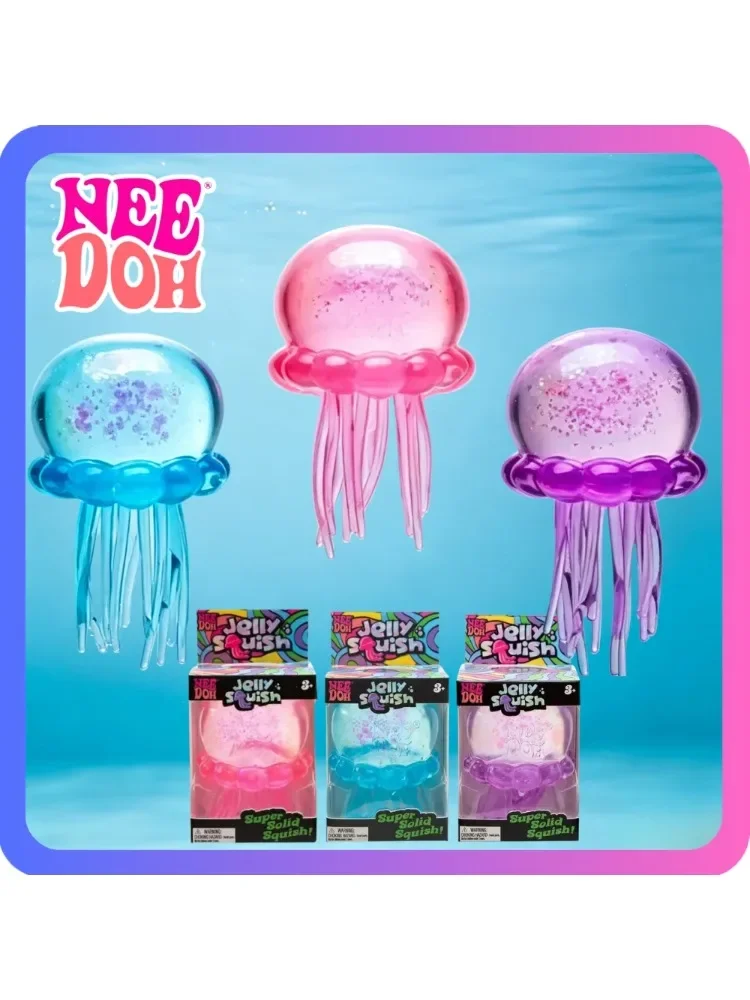 Needoh Fuzz Ball Jellyfish Squishy Blind Box, zufällige Farbe, weiches Stressabbau-Spielzeug, niedliches, entspannendes, quetschbares sensorisches Spielzeug und Fidget-Spielzeug