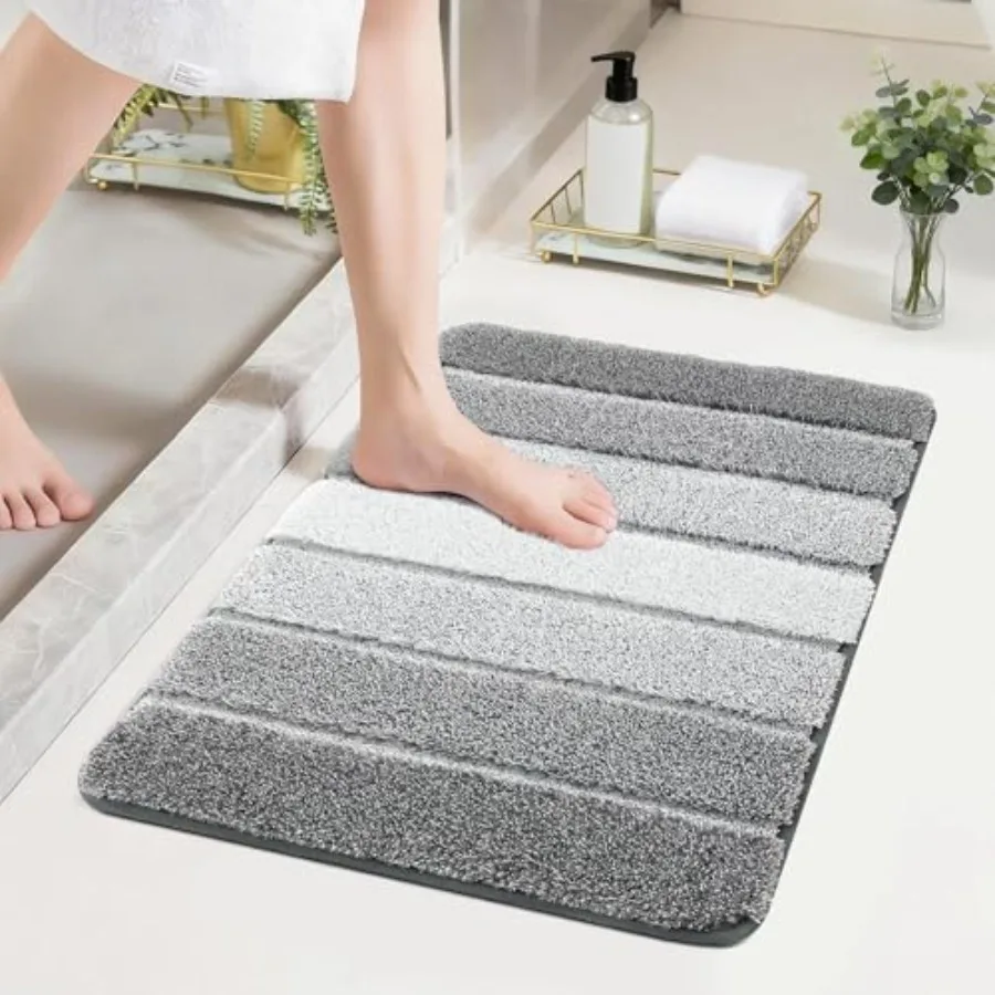 

Bathroom Rugs 24 x 17, Ultra Soft Absorbent Bath Mat, Non-Slip TPR Backing Stays in Place, Machine Washable Shaggy Rug for Bath