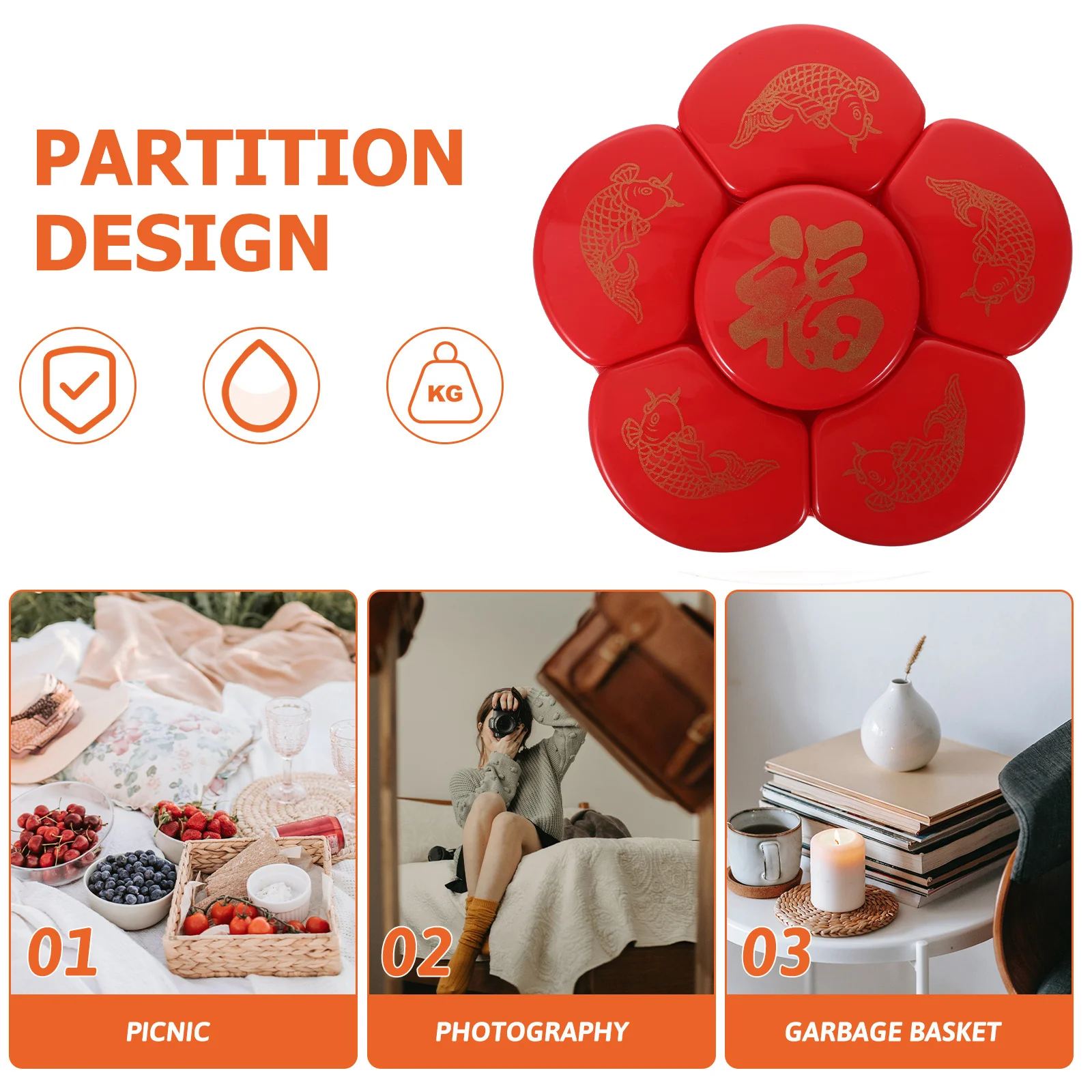 1 Stück Trennwand-Design-Snackbox, klare Kategorien für Süßigkeiten, getrocknete Früchte, Schokolade, Haushalt, Mehrzweck-Tablett, Süßigkeiten, Aufbewahrungsbox