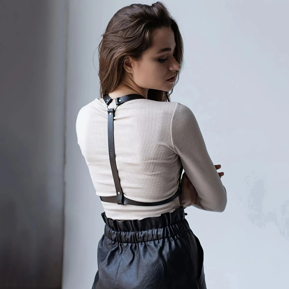 Fashion PU Leather Waist Belt for Women Punk Gothic Body Bondage Chest Harness Belt Exotic Suspenders Clothing Accessories