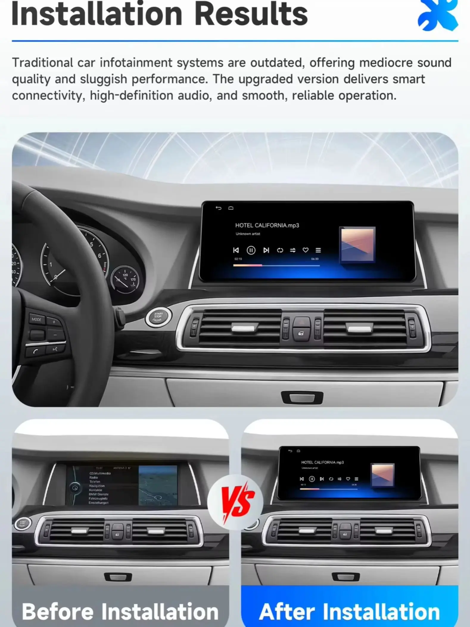 OSSURET 10,25" 12,3" Radio samochodowe z systemem Linux do BMW serii 5 F10 CIC 2010-2013 NBT 2013-2017 EVO 2018-2019, obsługa Carplay, Android Auto, Mirror Link, nawigacja GPS, Bluetooth 5.0, szybka — 2